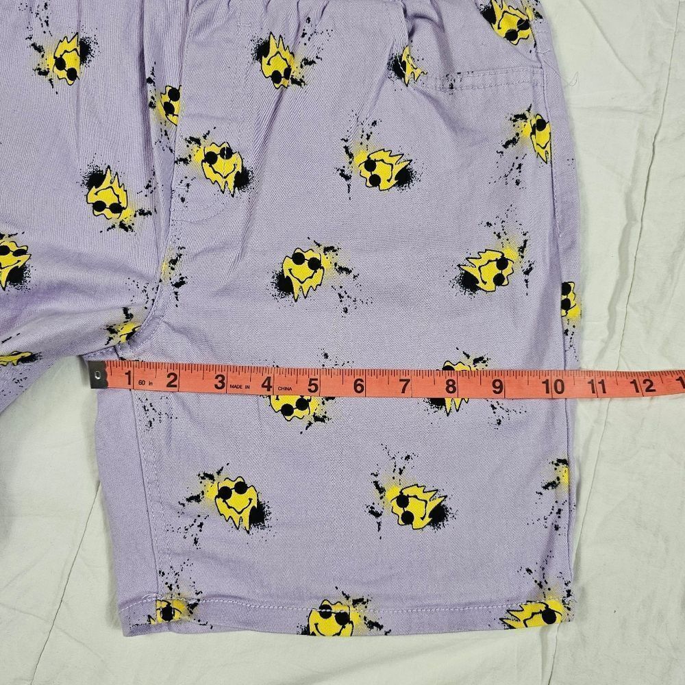 Fresh Prints of Bel Air Purple Stretch Twill Smiley Face Shorts Men's Size M - Picture 9 of 10